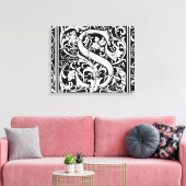 Letter S中世モノグラムアールヌーボー キャンバスプリント (インサイチュ (リビング))