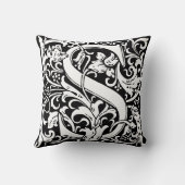 Letter S中世モノグラムアールヌーボー クッション (裏面)