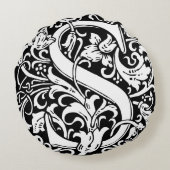 Letter S中世モノグラムアールヌーボー ラウンドクッション (裏面)