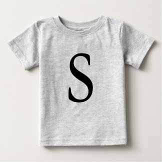 Letter S黒モノグラムのイニシャルTシャツ ベビーTシャツ