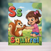 Letter S Alphabet Poster S is for Squirrel – Cute アクリルサイン (ニュートラル)