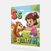 Letter S Alphabet Poster S is for Squirrel – Cute アクリルサイン (傾斜)