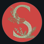 Letter S Christmas Monogram ラウンドシール<br><div class="desc">If your first name or surname begins with an S you are in luck with these SUPER stickers.</div>
