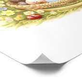 Letter S Gold Spring Nature Monogram Hedgehog Kids ポスター (角)