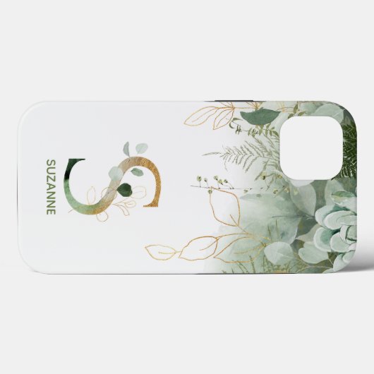 Letter S Green Fern & Succulent Case-Mate iPhoneケース (裏面 (横))