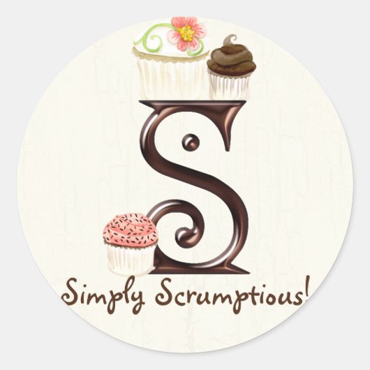 Letter S Monogram Cupcakeロゴビジネススタンプ ラウンドシール (正面)
