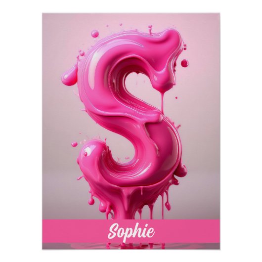 Letter S, Monogram S - Customizable Name Poster  ポスター (正面)