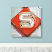 Letter S Neon Canvas Print キャンバスプリント (インサイチュ (ウッドフロア))