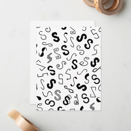 Letter S pattern ノートカード (正面/裏面インサイチュ)