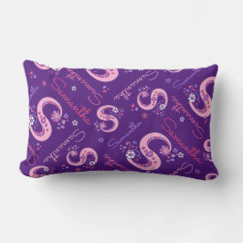 Letter S Samantha花ハート鳩パターン ランバークッション