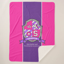 Letter S Sharonの名前はピンクの紫のユニコーンを意味する シェルパブランケット