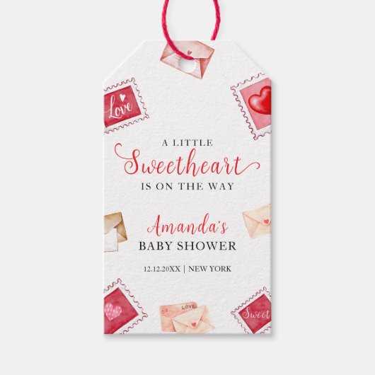 Letter Stamp Sweetheart Baby Showerありがとう ギフトタグ (正面)