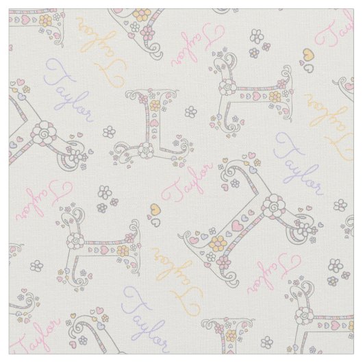 Letter Tテイラー名前をカスタムするパステル織物 ファブリック (クローズアップ)