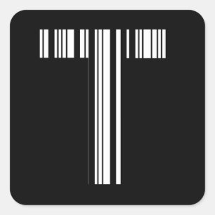 LETTER Tバーコード最初のイニシャルバーコードパターン スクエアシール
