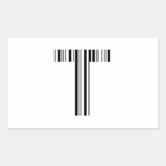 LETTER Tバーコード最初のイニシャルバーコードパターン 長方形シール (正面)