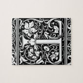 Letter T中世モノグラムヴィンテージイニシャル ジグソーパズル (横)