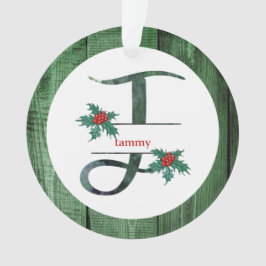 *~* Letter T 素朴 Christmas PHOTO Wood AP44 Orna オーナメント