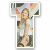 Letter T Alphabet & Photo Custom-Cut Vinyl Sticker シール (正面)