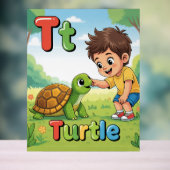 Letter T Alphabet Poster – T is for Turtle  アクリルサイン (ニュートラル)