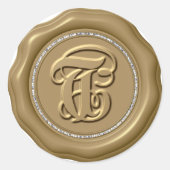*~* Letter T Diamond Circle金ゴールドワックスシール ラウンドシール (正面)