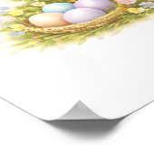 Letter T Gold Spring Nature Monogram Kitten Kids ポスター (角)