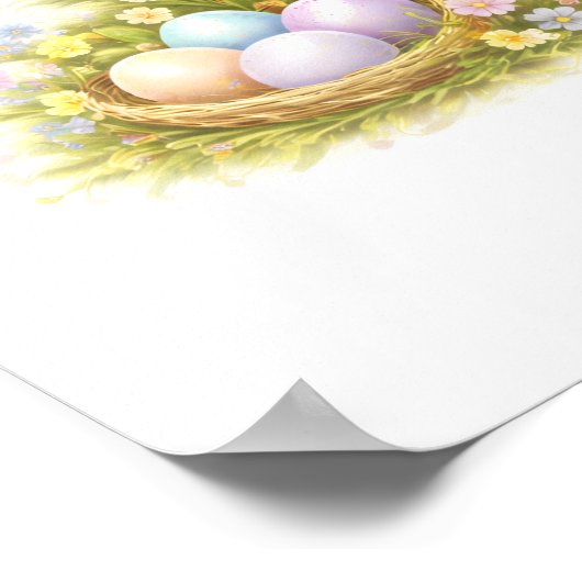 Letter T Gold Spring Nature Monogram Kitten Kids  ポスター (角)