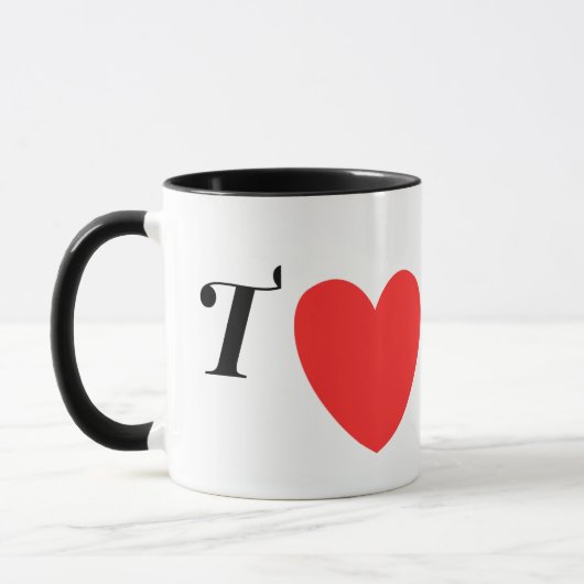 Letter T Heart - Valentine Initial Love Design マグカップ (左)