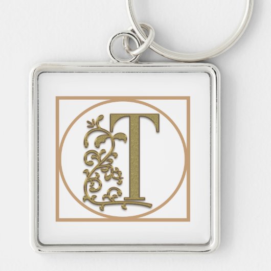 LETTER T MONOGRAM美しい結婚ホームギフト キーホルダー (正面)