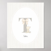 Letter T Nursery Wall Art - Custom Baby Name Print ポスター (正面)