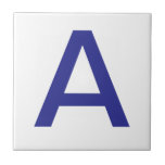 Letter Tiles - Blue on white タイル<br><div class="desc">Ceramic letter tiles. Upper or lower case letter tiles. You customize with the letter or letters you need for your ceramic tile or mosaic sign. Letter tile for signs, house numbers</div>