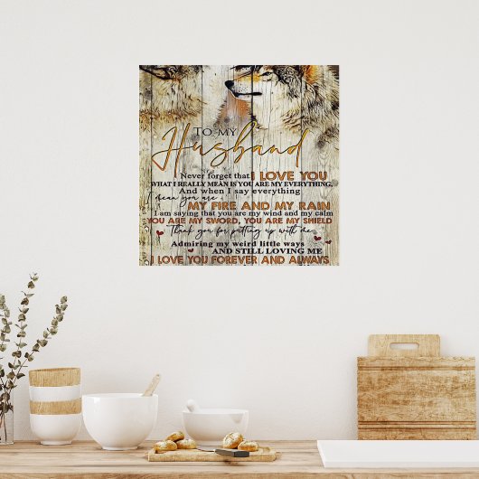 Letter To My Husband , Lovely Quotes Gift ポスター (キッチン)