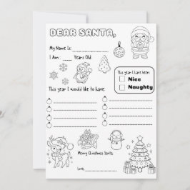 Letter to Santa Coloring Page 招待状