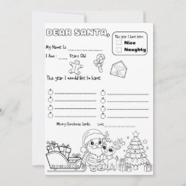 Letter to Santa Coloring Page 招待状