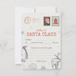🎅Letter to Santa | Printable Christmas Wish List  招待状