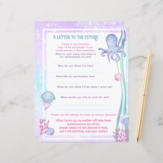 "Letter to the Future" game for a magical birthdау (正面/裏面インサイチュ)