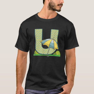 Letter U傘アルファベット姓の母音イニシャル Tシャツ