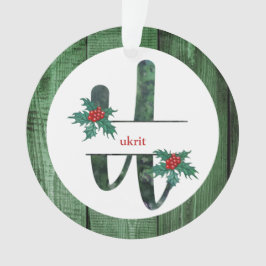 *~* Letter U 素朴 Christmas PHOTO Wood AP44 オーナメント