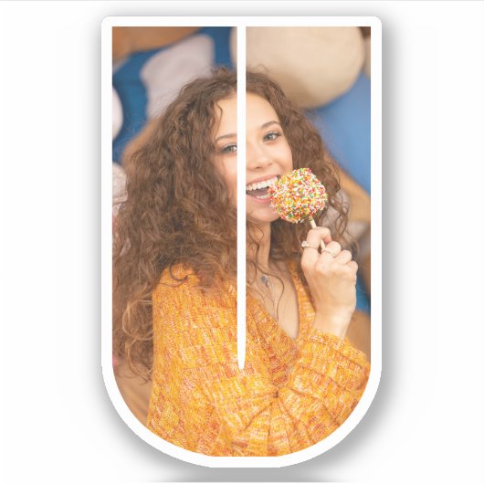 Letter U Alphabet & Photo Custom-Cut Vinyl Sticker シール (正面)