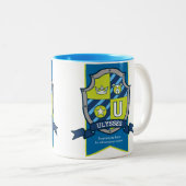 Letter U crest blue green bear name meaning ツートーンマグカップ (正面右)