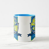 Letter U crest blue green bear name meaning ツートーンマグカップ (中央)