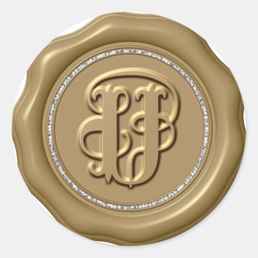 *~* Letter U Diamond Circle金ゴールドワックスシール ラウンドシール (正面)