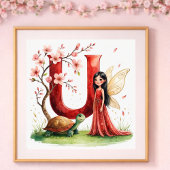 Letter U Turtle Fairy Poster - Alphabet Art ポスター