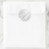 Letter Vスクリプトイニシャルフェイクシルバー・モノグラムの好意 ラウンドシール (バッグ)