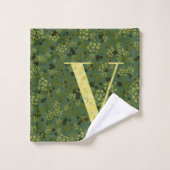 Letter V濃い緑と黄色の自由バスタオル バスタオルセット (ウォッシュタオル)