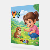 Letter V アルファベットポスター – V is for Vole アクリルサイン (傾斜)