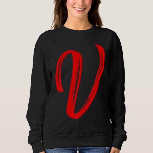 Letter V Alphabet Large Red Graphic Initial スウェットシャツ (正面)