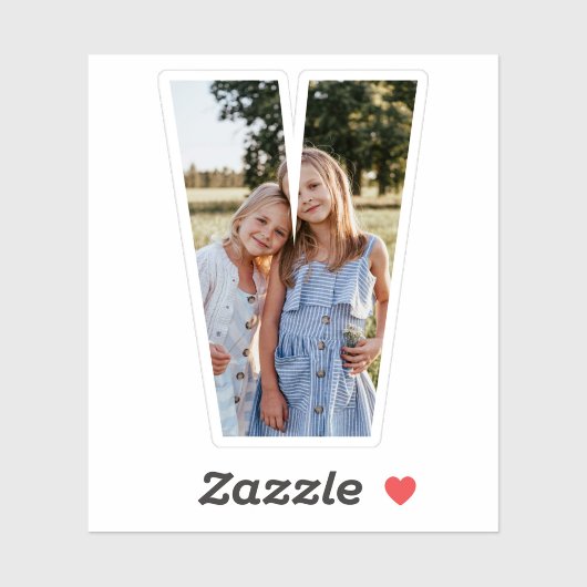 Letter V Alphabet & Photo Custom-Cut Vinyl Sticker シール