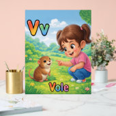 Letter V Alphabet Poster – V is for Vole アクリルサイン (ウェディング)
