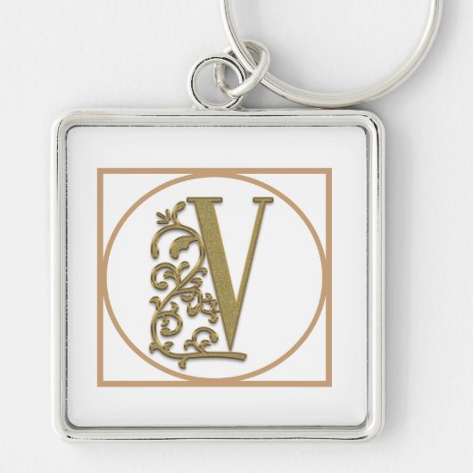 LETTER V MONOGRAM美しい結婚ホームギフト キーホルダー (正面)