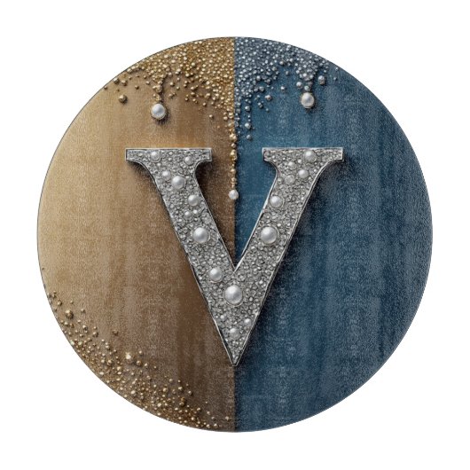 💎 Letter V Monogram Elegant Luxe Home Style ✨ カッティングボード (正面)